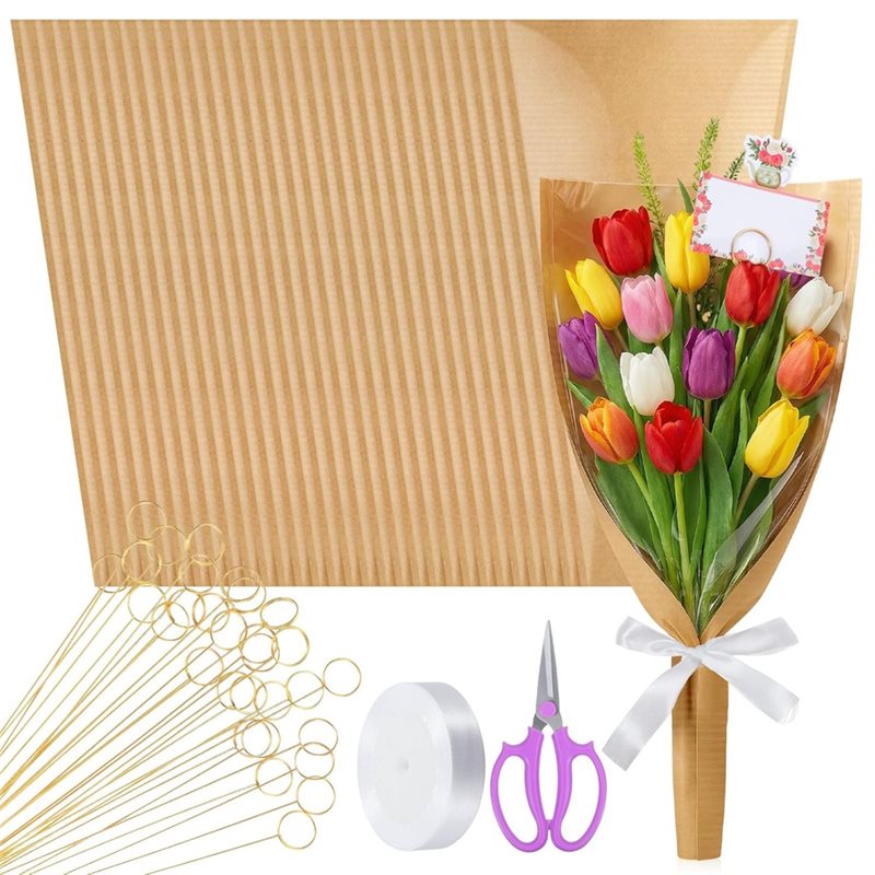 Florist Supply Ribbon - 【FITTING】อุปกรณ์ห่อดอกไม้สำหรับร้านดอกไม้- ถุงใส่ดอกไม้ 100 ชิ้น, ที่ใส่การ์ดดอกไม้ 50