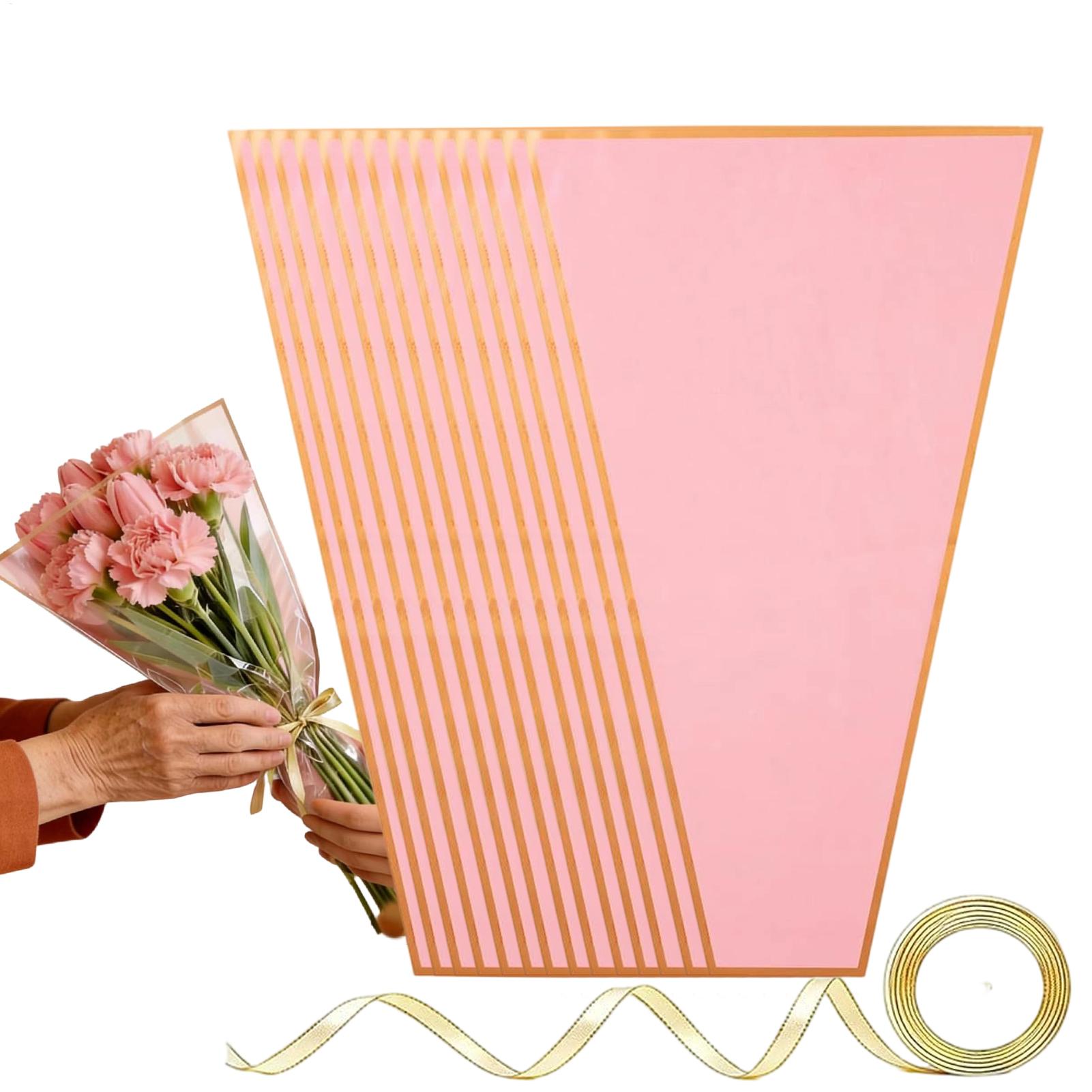 Florist Supply Ribbon - ถุงห่อดอกไม้ 50 ชิ้น พร้อมริบบิ้น อุปกรณ์ร้านดอกไม้ ถุงห่อช่อดอกไม้