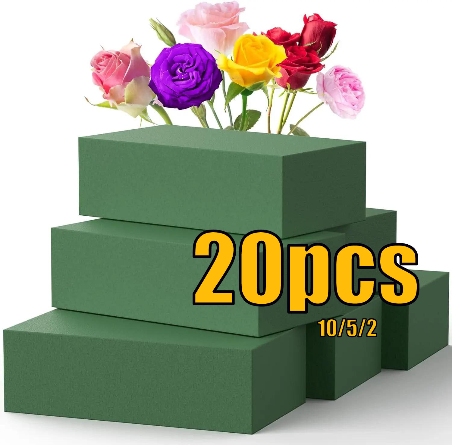 Floral Foam Oasis - โฟมดอกไม้ขนาดใหญ่ บล็อกโฟมสำหรับจัดดอกไม้ โฟมสีเขียวสำหรับดอกไม้สด ดอกไม้แห้ง ใช้ได้ทั้งแบบเปียกและแบบแห้ง เหมาะสำหรับร้านดอกไม้