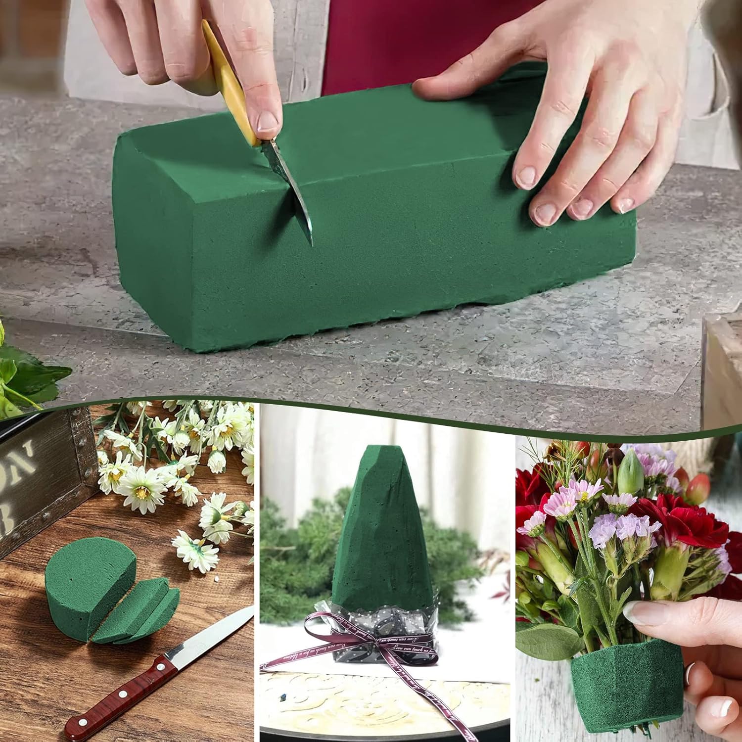 Floral Foam Oasis - โฟมดอกไม้ DIY สำหรับจัดดอกไม้ ฟองน้ำดูดซับน้ำได้ทั้งแบบแห้งและแบบเปียก สำหรับตกแต่งดอกไม้ งานวันเกิด