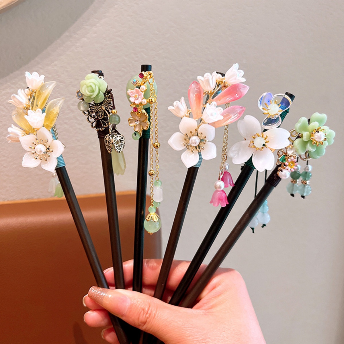 Florist Supplies - ประณีตดอกไม้พู่ไม้ Hairpin Retro สไตล์จีน Handmade ดอกไม้ผม