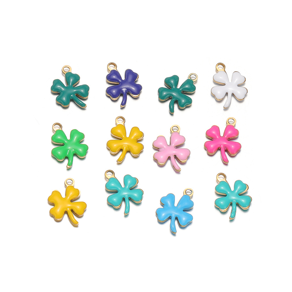 Florist Supplies - จี้รูปดอกโคลเวอร์เคลือบสแตนเลส 20 ชิ้น สำหรับทำเครื่องประดับผู้หญิง เช่น สร้อยคอ