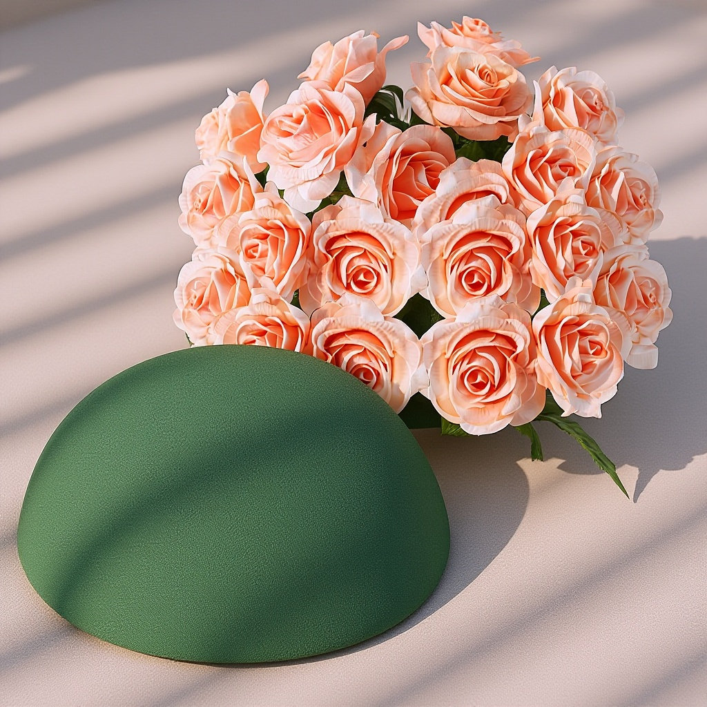 Floral Foam Oasis - โฟมดอกไม้แห้งทรงครึ่งวงกลมสีเขียว 2 ชิ้น สำหรับจัดดอกไม้ประดิษฐ์ ตกแต่งโต๊ะ จัดงานอีเว้นท์