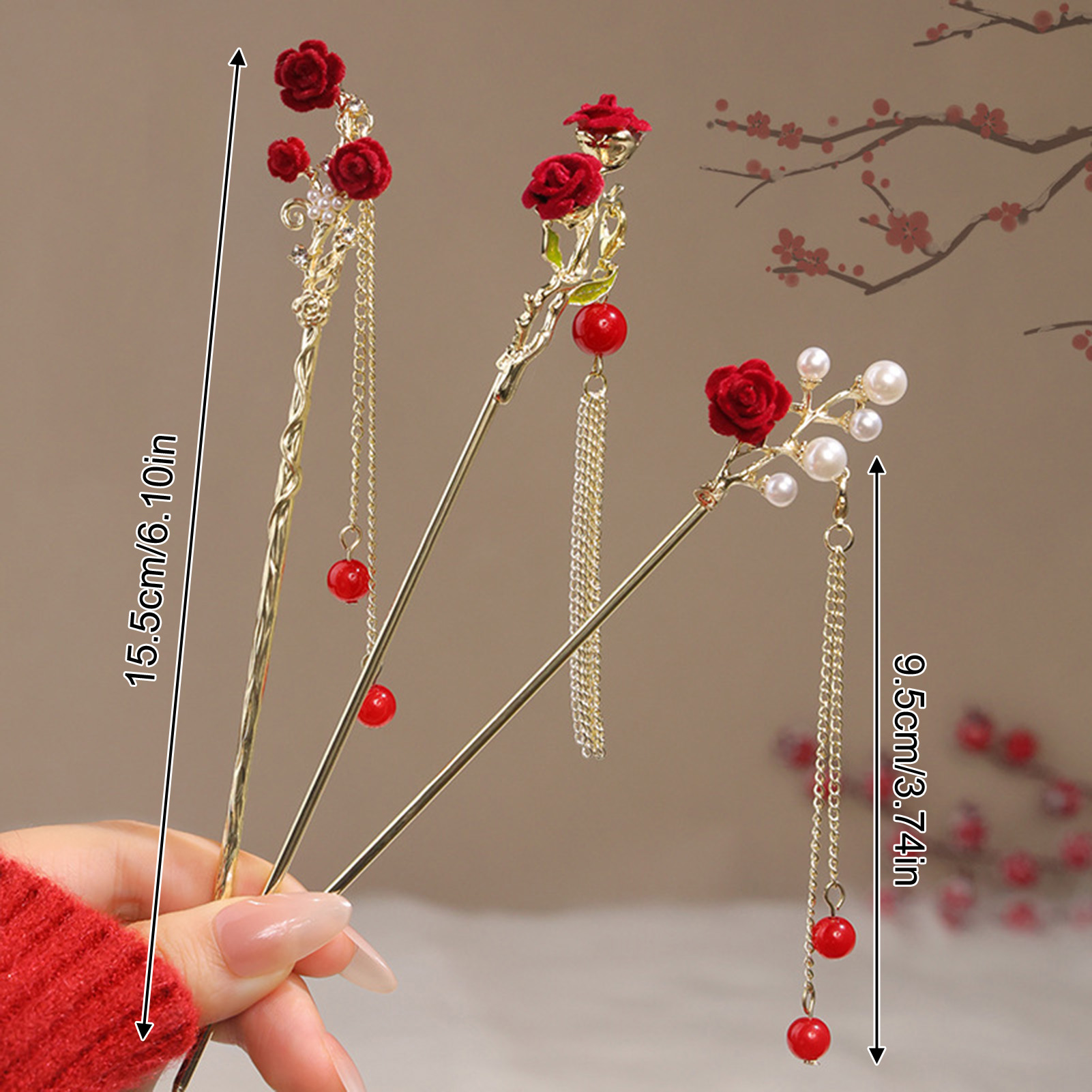 กิ๊บติดผมรูปดอกกุหลาบสไตล์จีนส - Florist Supplies บทวิจารณ์และราคา